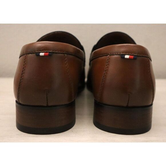 Tommy Hilfiger Men's Sz 8M Dark Natural Brown PU Leather Senner Loafers - Picture 3 of 11